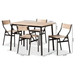 5pc Carmen Wood And Metal Dining Set Oak Brown/Dark Brown - Baxton Studio -Baxton Studio GUEST 5264ad88 f96b 45d4 ad31 f084d83084c3