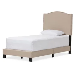 Twin Benjamin Modern And Contemporary Linen Upholstered Arched Platform Bed With Nailhead - Baxton Studio -Baxton Studio GUEST 527059d8 3fe2 4835 84d5 188fe572e1ac