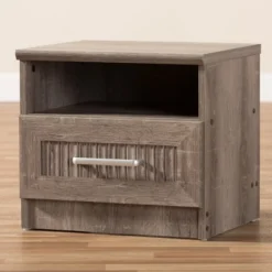 Gallia Modern And Contemporary Oak Finished 1 Drawer Nightstand Brown - Baxton Studio -Baxton Studio GUEST 52cf1045 b886 4b2e a6f7 adf2de06b10a