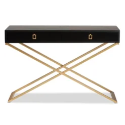 Madan Wood And Metal 2 Drawer Console Table Black/Gold - Baxton Studio -Baxton Studio GUEST 52db4eb5 ef4e 4c67 a6e7 62797b3bc02e