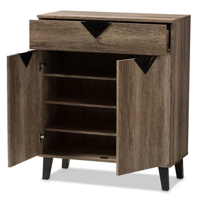 Wales Modern And Contemporary Wood Shoe Storage Cabinet Light Brown - Baxton Studio 4 Wales Modern And Contemporary Wood Shoe Storage Cabinet Light Brown - Baxton Studio - Image 2