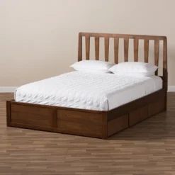 Queen Raurey Modern And Contemporary Walnut Finished Storage Platform Bed Brown - Baxton Studio -Baxton Studio GUEST 538cba74 5795 4448 8435 e9ed42da9347