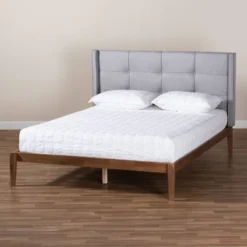 King Edmond Fabric Upholstered Wood Platform Bed Gray/Ash Walnut - Baxton Studio 13 King Edmond Fabric Upholstered Wood Platform Bed Gray/Ash Walnut - Baxton Studio -Baxton Studio GUEST 53cdddd4 f282 4e0d 94c2 227082a3afea