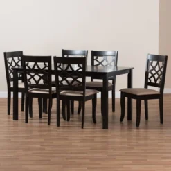 7pc Mael Dining Set Dark Brown/Espresso - Baxton Studio -Baxton Studio GUEST 549497c3 106b 4f21 8f71 f03e9f8d1b87