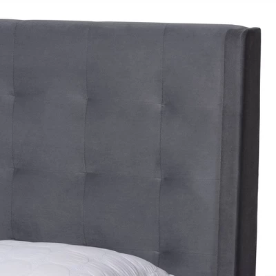 Gothard Velvet Fabric Upholstered And Wood Platform Bed - Baxton Studio 6 Gothard Velvet Fabric Upholstered And Wood Platform Bed - Baxton Studio - Image 4