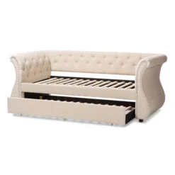 Twin Cherine Classic And Contemporary Fabric Upholstered Daybed With Trundle Beige - Baxton Studio -Baxton Studio GUEST 55668dff c821 48dc bb30 8929a7210fc0