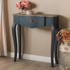 Mazarine Classic And Provincial Spruce Finished Console Table Blue - Baxton Studio -Baxton Studio GUEST 557e46e1 e47f 41d6 8f04 b253dfbb2cd2