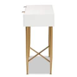 Galia Wood And Metal 1 Drawer Console Table White/Gold - Baxton Studio -Baxton Studio GUEST 565869a8 bb78 4d26 b999 c1e60098d74e