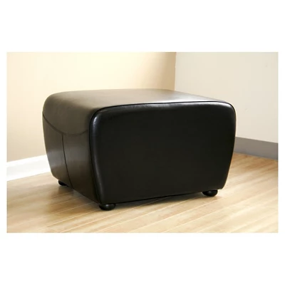 Full Leather Ottoman With Rounded Sides Black - Baxton Studio 4 Full Leather Ottoman With Rounded Sides Black - Baxton Studio - Image 2