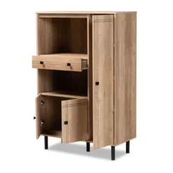 Patterson 1 Drawer Kitchen Storage Cabinet Walnut - Baxton Studio