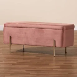 Rockwell Blush Velvet Metal Storage Bench Pink/Gold - Baxton Studio 20 Rockwell Blush Velvet Metal Storage Bench Pink/Gold - Baxton Studio -Baxton Studio GUEST 56c77508 c132 465f ae94 08720ed96112