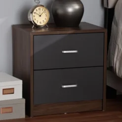 Hansel 2 Drawer And Finished Nightstand Brown/Gray - Baxton Studio -Baxton Studio GUEST 56c7999f 80e3 4612 8af7 59f3a1a2eb87