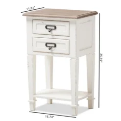 Dauphine 2 Drawer Provincial Style Oak And Distressed Finish Wood Nightstand White - Baxton Studio -Baxton Studio GUEST 57466756 8a2b 49ea bcf3 dec9226d62d1