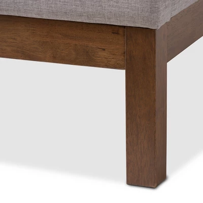Louvain Modern And Contemporary Fabric Upholstered Walnut - Finished Platform Bed Grayish Beige - Baxton Studio 6 Louvain Modern And Contemporary Fabric Upholstered Walnut - Finished Platform Bed Grayish Beige - Baxton Studio - Image 4