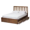 Queen Raurey Modern And Contemporary Walnut Finished Storage Platform Bed Brown - Baxton Studio