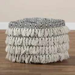 Alian Handwoven Wool Tassel Moroccan Inspired Pouf Ottoman Black/Ivory - Baxton Studio 9 Alian Handwoven Wool Tassel Moroccan Inspired Pouf Ottoman Black/Ivory - Baxton Studio -Baxton Studio GUEST 57b55b98 e5bc 444e 9752 8bc99701134d