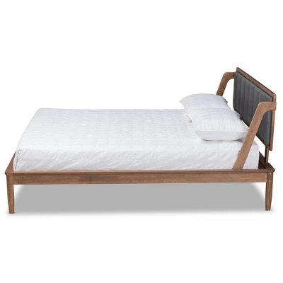 Helsa Mid-Century Modern Platform Bed Walnut/Brown/Gray - Baxton Studio 3 Helsa Mid-Century Modern Platform Bed Walnut/Brown/Gray - Baxton Studio