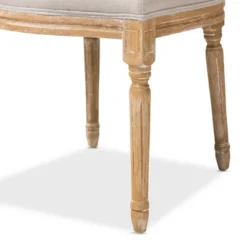 Cadencia French Vintage Cottage Weathered Oak Wood Finish And Fabric Upholstered Dining Side Chair - Beige - Baxton Studio -Baxton Studio GUEST 58cdd9f7 f2f5 42ef 83c2 baa016b5b715
