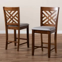Set Of 2 Caron Fabric Upholstered Wood Counter Height Pub Chair Set Gray/Walnut - Baxton Studio -Baxton Studio GUEST 596dcca4 caa9 46e6 b443 3ead3188568d