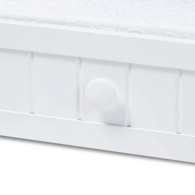 Twin Neves Wood Bed With Trundle White - Baxton Studio 3 Twin Neves Wood Bed With Trundle White - Baxton Studio