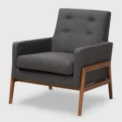 Perris Fabric Upholstered Walnut Wood Lounge Chair - Baxton Studio 20 Perris Fabric Upholstered Walnut Wood Lounge Chair - Baxton Studio -Baxton Studio GUEST 5b0d8c3e 543e 45bc 9855 7fa1ce8d7f70