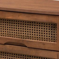 Barrett Wood And Synthetic Rattan 6 Drawer Dresser Walnut Brown - Baxton Studio -Baxton Studio GUEST 5b1f2d27 8638 4e02 ba1e f06b61ef2659
