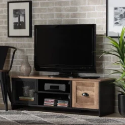Connell Two-Tone Wood And Metal 2 Door TV Stand For TVs Up To 40" Natural Brown/Black - Baxton Studio -Baxton Studio GUEST 5b4d20a1 cc09 455a 9736 8446ce22651c