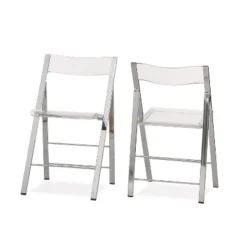 Set Of 2 Acrylic Foldable Chairs Clear - Baxton Studio