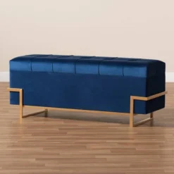 Parker Velvet Upholstered And Metal Storage Ottoman Blue/Gold - Baxton Studio 19 Parker Velvet Upholstered And Metal Storage Ottoman Blue/Gold - Baxton Studio -Baxton Studio GUEST 5b6c21c7 9b2f 4a17 83c3 4bf92ec3cb44