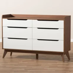 Brighton Mid-Century Modern Wood 6 Drawer Storage Dresser Brown - Baxton Studio -Baxton Studio GUEST 5b8ec187 f601 47ab 90c0 5def06d18145