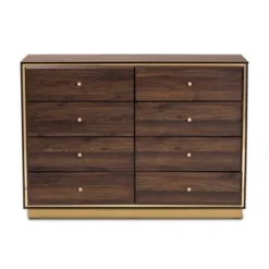 Cormac Wood And Metal 8 Drawer Dresser Walnut Brown/Gold - Baxton Studio -Baxton Studio GUEST 5bce6724 164f 4d2c ab3b 8080ee5b24f6