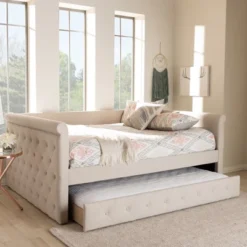 Alena Daybed With Trundle - Baxton Studio -Baxton Studio GUEST 5cb672f7 db5b 4f70 8a53 6d77e4d22e90