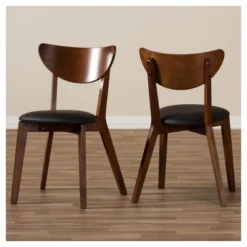 Set Of 2 Sumner Mid - Century Faux Leather Dining Chairs - Black, "Walnut" Brown - Baxton Studio -Baxton Studio GUEST 5cd16859 b86c 42d8 8ede 4db10ef6fb40