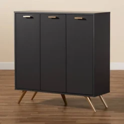 Kelson Wood 3 Door Cabinet Dark Gray/Gold - Baxton Studio 17 Kelson Wood 3 Door Cabinet Dark Gray/Gold - Baxton Studio -Baxton Studio GUEST 5cd72979 2eaf 4929 a55a a94d1d6a3a70