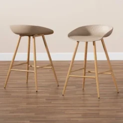Set Of 2 Mairi Plastic And Wood Counter Height Barstools Beige/Natural - Baxton Studio 13 Set Of 2 Mairi Plastic And Wood Counter Height Barstools Beige/Natural - Baxton Studio -Baxton Studio GUEST 5cff3851 118b 46a7 a477 c04720010c5a