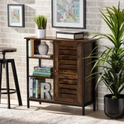 Wayland Rustic Wood And Metal 1 Door Shoe Storage Cabinet Brown/Black - Baxton Studio -Baxton Studio GUEST 5cff63cc 086d 4493 b192 0cb9f8d9cc83