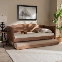 Twin Veles Wood Daybed With Trundle Ash Walnut - Baxton Studio -Baxton Studio GUEST 5d3187d9 2ad9 4e1d 953b f6a1d5d2f031