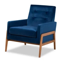 Perris Mid-Century Modern Velvet Fabric Upholstered Wood Lounge Chair - Baxton Studio -Baxton Studio GUEST 5e42ca8c 88f7 48c3 87ca 1abee338a1a3