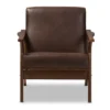 Bianca Mid Century Modern Walnut Wood Distressed Faux Leather Lounge Chair Dark Brown - Baxton Studio -Baxton Studio GUEST 5e559048 21d7 4ac9 bb27 80adbbd58265