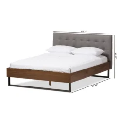 Mitchell Rustic Industrial Walnut Wood And Fabric Metal Platform Bed - Baxton Studio -Baxton Studio GUEST 5f04510c 0451 4842 ba1c 4ea8787bab67