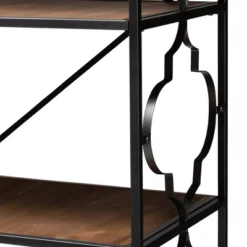 65" 5 Shelf Mirna Iron & Natural Oak Wood Quatrefoil Accent Bookshelf Brown/Black - Baxton Studio -Baxton Studio GUEST 5f2755cb a4a8 450d 9284 07ebe48b9b57