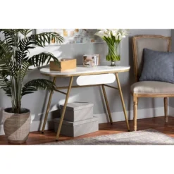 Mabel Metal Console Table With Faux Marble Tabletop Gold - Baxton Studio -Baxton Studio GUEST 5fc8e842 933b 4b3d 981f 2f0cb058ce7b