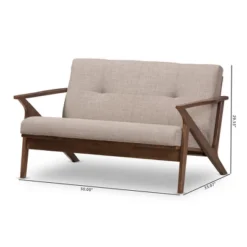 Bianca Mid-Modern Walnut Wood Fabric Tufted 2 Seater Loveseat Light Gray - Baxton Studio -Baxton Studio GUEST 5ff8c6a2 bb07 4d4f 81ab 6c0801697306
