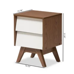 Hildon Mid - Century Modern Wood 2 - Drawer Storage Nightstand - White, "Walnut" Brown - Baxton Studio -Baxton Studio GUEST 6017639b f769 4bd0 896e 0fb57e9284cd
