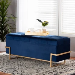 Parker Velvet Upholstered And Metal Storage Ottoman Blue/Gold - Baxton Studio 17 Parker Velvet Upholstered And Metal Storage Ottoman Blue/Gold - Baxton Studio -Baxton Studio GUEST 603d7d6d de93 4694 87a4 2a876733513e