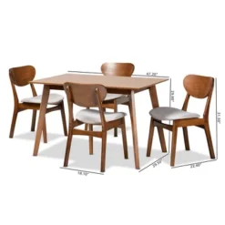 5pc Katya Fabric Upholstered And Wood Dining Set Gray/Brown - Baxton Studio -Baxton Studio GUEST 6098a4f5 67f1 4879 a72c 0c82935b02b0