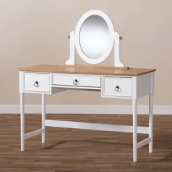 3 Drawer Sylvie Wood Vanity Table With Mirror White - Baxton Studio 14 3 Drawer Sylvie Wood Vanity Table With Mirror White - Baxton Studio -Baxton Studio GUEST 611137f9 0406 451d 8c4b b1a020e59ce0