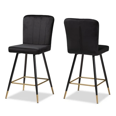 2pc Preston Two-Tone And Metal Bar Stool Set - Baxton Studio 9 2pc Preston Two-Tone And Metal Bar Stool Set - Baxton Studio - Image 7