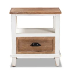 Glynn Wood 1 Drawer Nightstand White/Brown - Baxton Studio -Baxton Studio GUEST 613346a0 45ff 4eb0 9235 3640dc3b8d5d