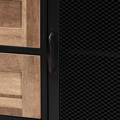 Connell Two-Tone Wood And Metal Sideboard Buffet Natural Brown/Black - Baxton Studio 7 Connell Two-Tone Wood And Metal Sideboard Buffet Natural Brown/Black - Baxton Studio - Image 5